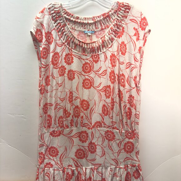 Women Leifnotes Anthro knit Scattered Stellata Orange Ivory Poppy  Dress sz M - Picture 2 of 5